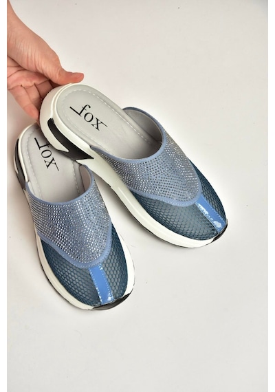 Fox Shoes U312514415 Lacivert File Kadın Terlik Lacivert