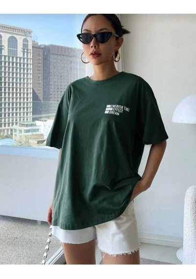 Kozia Outdoors Malkoçbey Cherısh Tıme Baskılı Overisze Unisex Basic T-shirt Yeşil Kozia Outdoors Malkoçbey Cherısh Tıme Baskılı Overisze Unisex Basic T-shirt Yeşil