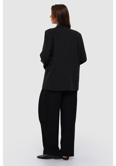 Thalure Kadın Siyah Tek Düğmeli Oversize Blazer
