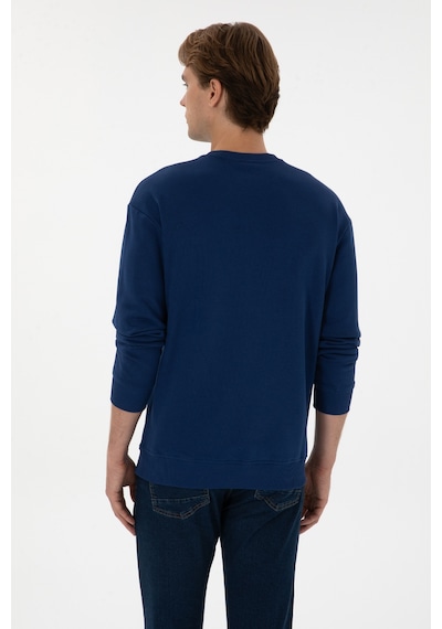 U.S. Polo Assn. Erkek Bisiklet Yaka Comfort Fit İndigo Basic Sweatshirt 50313760-VR028