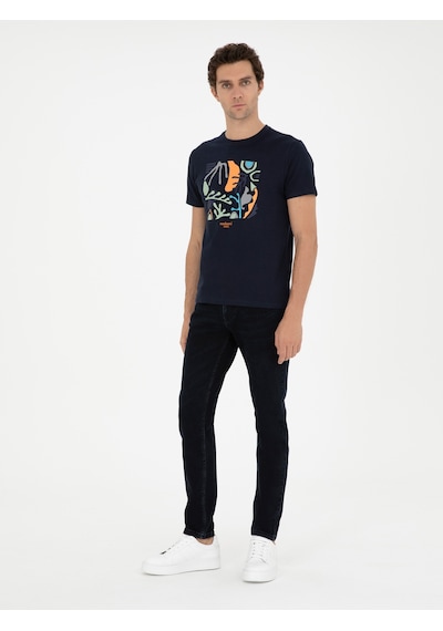 Cacharel Lacivert Slim Fit Jean Pantolon