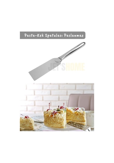 Pasta Spatulası Paslanmaz Kek Spatulası Krema Spatula No:2 Çelik 25 Cm Gümüş Gri