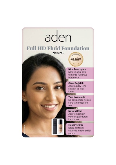 Aden Full Hd Likit Fondöten 20 Ml - 04 Natural Doğal Diğer
