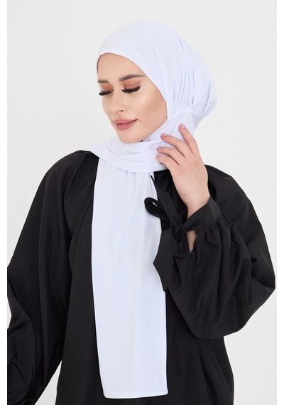 Hürrem Bone Beyaz Pratik Hazır Geçmeli Tesettür Bone Sandy Boyunluklu Çıtçıtlı 2505 42 Beyaz