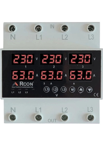Rcon Rcv 05 Ev Tipi Trifaze Akım Voltaj Koruyucu 63 A Sigorta