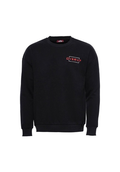 Wessi Siyah Baskılı Detaylı Bisiklet Yaka Sweatshirt Siyah