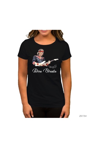 Dire Straits Solo Siyah Kadın Tişört Siyah