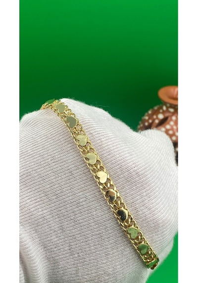 Xuping Altın Renk 14 Ayar Kalpli Model Kadın Bileklik Gold