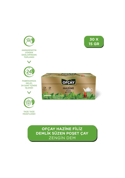 Ofçay Hazine Zengin Dem Siyah Süzen Demlik Poşet Çay 30 x 15 G