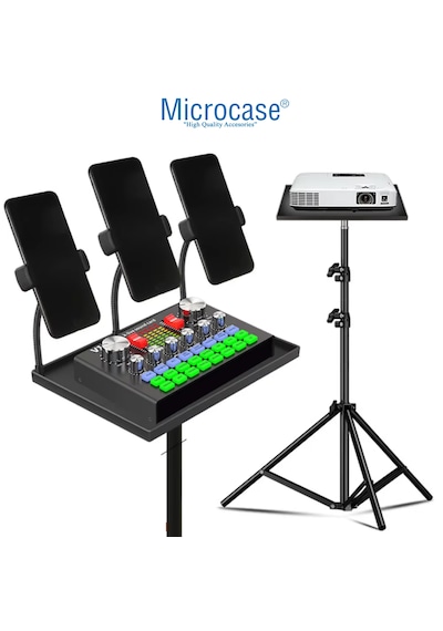 Microcase Sunum Projeksiyon Cihazı Notebook Vb İçin Çok Amaçlı Ayaklı Sehpa Stand Plastik + 2.1 Mt Tripod - Al5099