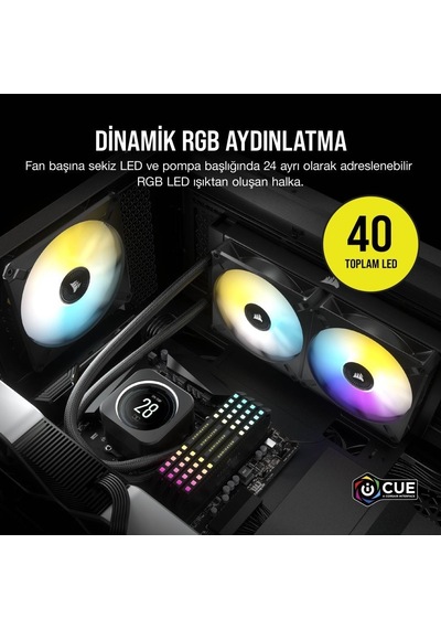Corsair Cw 9060061 Ww Icue H100I Elite Lcd Ekran 240Mm Sıvı Işlem