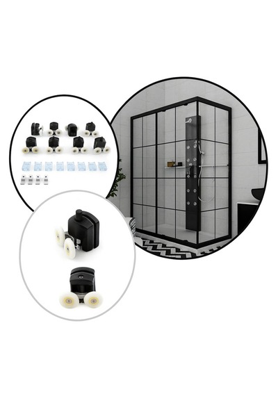 Ayrıntıshop Duşakabin Metal Gövdeli Siyah Tekerleği 8 Li Takım Siyah