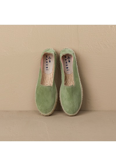 Manebi Hamptons Double Sole Kadın Yeşil Deri Espadril