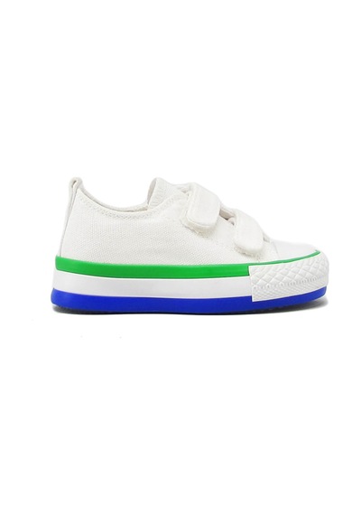 Kanuga Magl1202 Beyaz Unısex Çocuk Çift Cırtlı Converse Beyaz