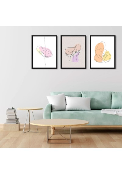 3 Parça Çerçeve Görünümlü Mdf Tablo Seti