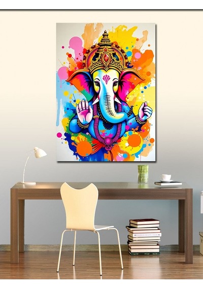 Kanvas Tablo Renkli Ganesh Tablosu 70cmx100cm