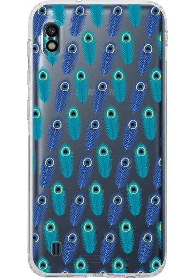 Samsung Galaxy A10 İle Uyumlu Nazar Boncuğu 4 Baskılı Kamera Korumalı Şeffaf Silikon Kılıf Şeffaf