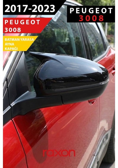 Peugeot 3008 2017 2023 Batman & Yarasa Ayna Kapağı Parlak Piano Black Sport