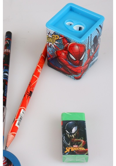 X Dekomus Lisanslı Spiderman Kırtasiye Seti 2 Kurşun Kalem,silgi Ve Kalemtraş Altın
