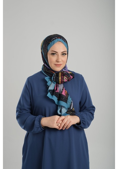 Giverny Bebe Mavisi Desenli Şal Kesik Elyaf Pamuksu Etnik Dijital Baskılı 202124 11 Bebe Mavisi