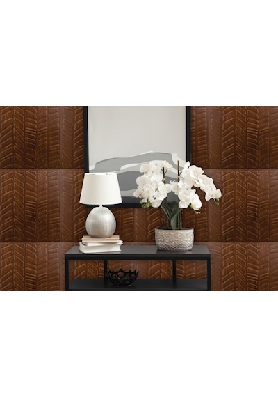 3 Boyutlu Duvar Paneli Kabartmalı Kılçık Desen Pvc 41x41 Cm/ 6 Adet /1 M² Altın Meşe