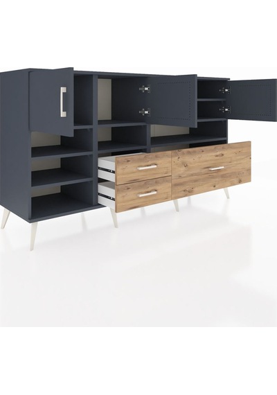 Hyperion Konsol 8 Raflı 3 Çekmeceli 4 Kapaklı 176x44x99 Antrasit- Antrasit-antrasit/çam Hyperion Konsol 8 Raflı 3 Çekmeceli 4 Kapaklı 176x44x99 Antrasit- Antrasit-antrasit/çam