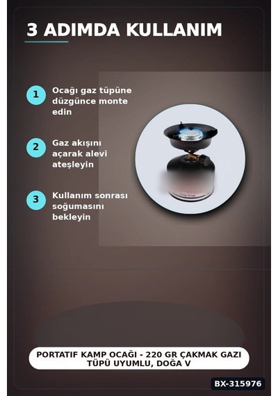 Portatif Kamp Ocağı - 220 Gr Çakmak Gazı Tüpü Uyumlu, Doğa Ve Piknik Tipi Bx-315976 Çok Renkli