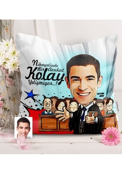 Kişiye Özel Bay Avukat Karikatürlü Saten Yastık - 2