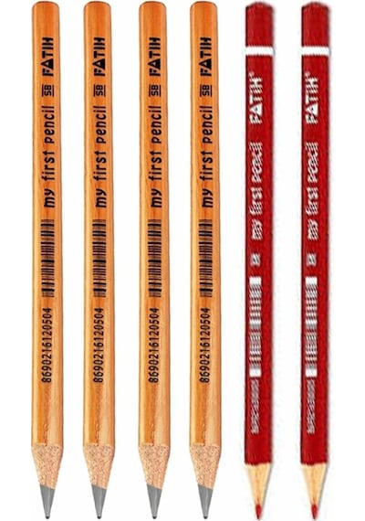 Jumbo Kurşun Kalem Ve Kumbo Kırmızı Kalem 6 Lı 1 Paket Fatih Jumbo Kalın Kırmızı Başlık Kalemi Üçgen İlk Kalemim