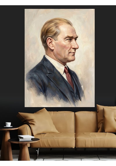Karizmatik Atatürk Profil Portre Sanatı Dekoratif Kanvas - Mdf Ahşap Tablo