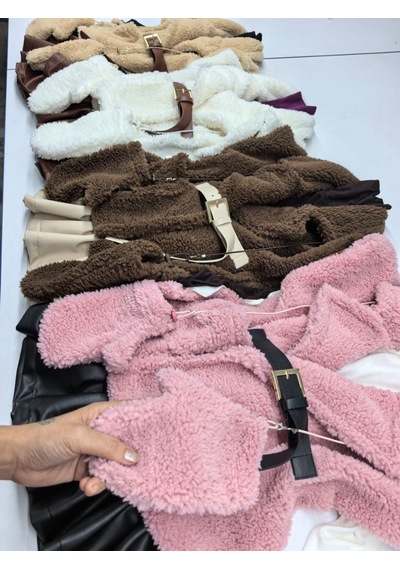 Kız Çocuk 4 Parça Peluş Yelekli Etek Takım Badi, Etek, Yelek Ve Eldiven 0210-p Pembe