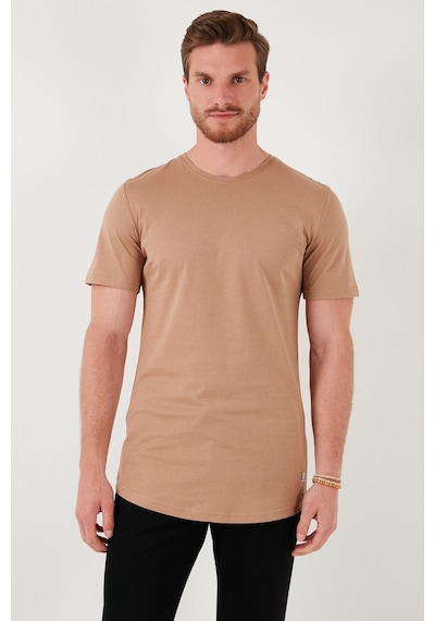 Buratti % 100 Pamuk Regular Fit Bisiklet Yaka T Shirt Erkek T Shirt 5902511 Toprak