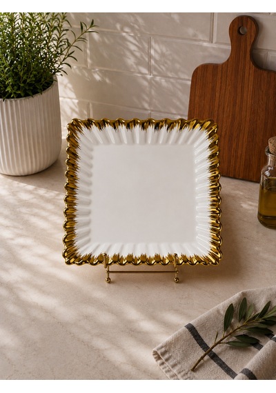 Daiys Gold Sunum Tabağı - Kare-7238 Çok Renkli