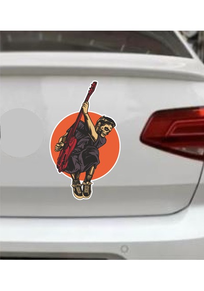 Gitar Çalan Zombi Sticker - Araba Oto Motosiklet Cam Kask Sticker - 00039 60X36 Cm