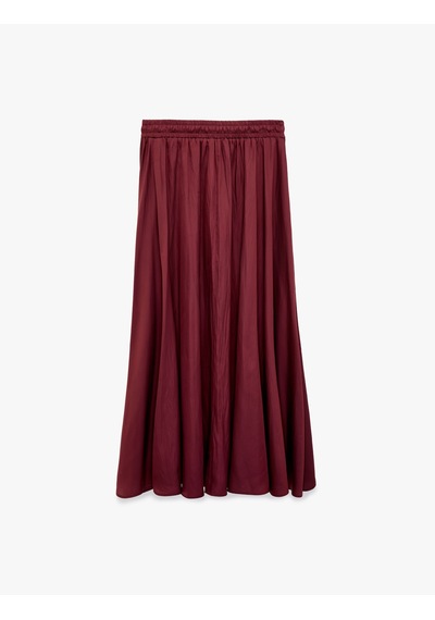 Koton Beli Bağcıklı Kloş Uzun Saten Etek Bordo 6sak70094uw