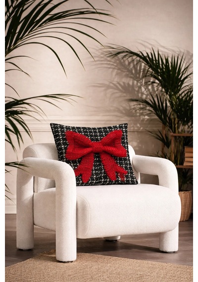 3 Boyutlu - Tül Fiyonk Detaylı Çift Taraflı Dekoratif Kırlent Kılıfı 45x45 Cm Çok Renkli