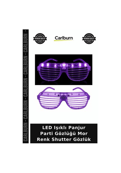 Led Işıklı Panjur Parti Gözlüğü Mor Renk Shutter Gözlük Kutlama Eşyası Renkli Eğlence Gece Kulübü "