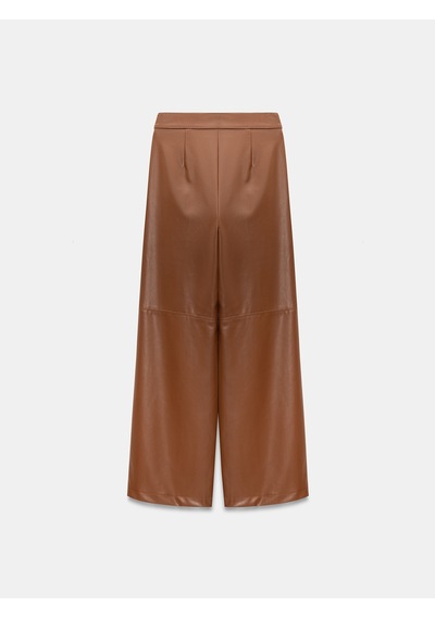 Dilvin 72238 Suni Deri Geniş Paça Pantolon-karamel Karamel