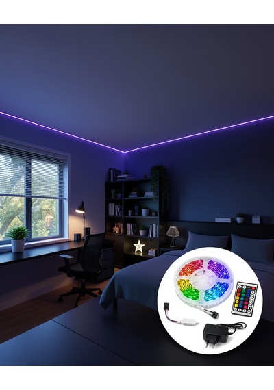 5 Metre Rgb Şerit Led 2835 Smd 54 Led/m Uzaktan Kumandalı Uczz5mrgbled-1