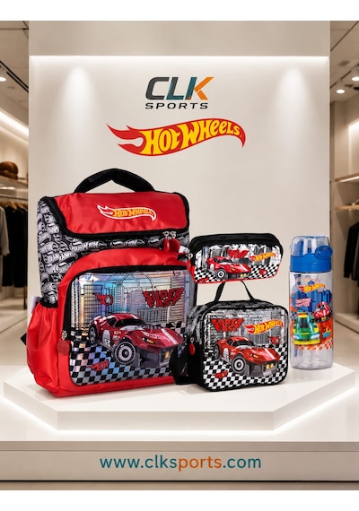 Hot Wheels Araba Desenli Okul Çantası , Beslenme Çantası , Kalem Çantası , Suluk Matara 1 Parça