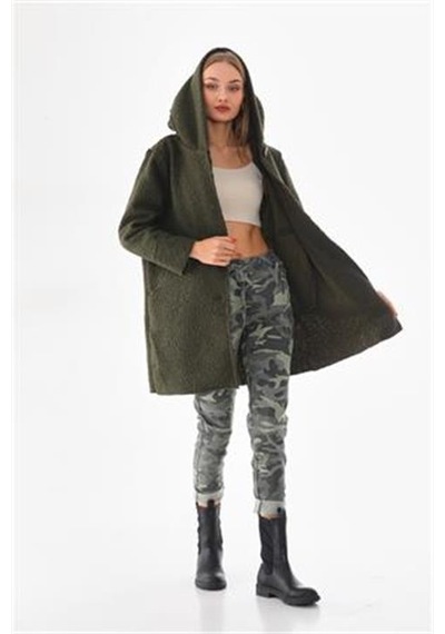 Eren Style Italyan Beli Bağlamalı Kamuflaj Desenli Dar Paça Pantolon-9078 Haki