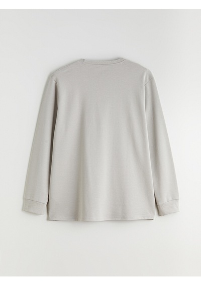 Lcwaıkıkı Classic Gri Büyük Beden Bisiklet Yaka Baskılı Erkek Sweatshirt