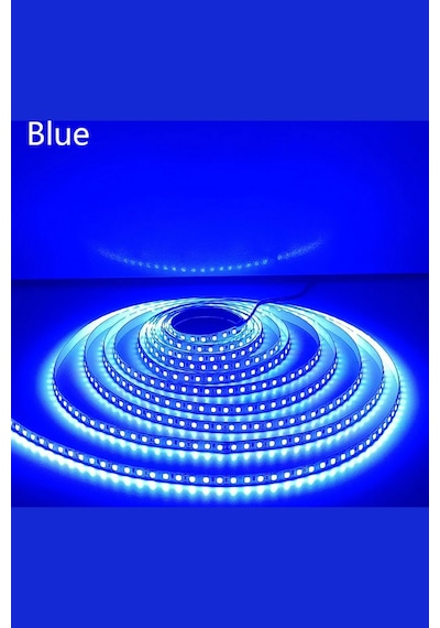 5 Volt 2835 Şerit Led 5 Mm Mavi 120 Ledli Ip20 5 Metre