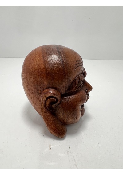 Ahşap Gülen Buda Kafası Biblo 12 Cm