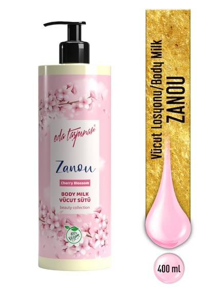 Zanou Cherry Blossom Vücut Losyonu Çiçeksi Koku & Yoğun Nemlendirici & Vegan 400 Ml