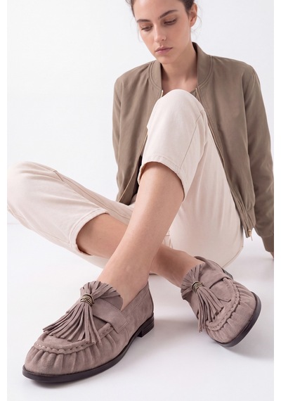 Luvi Shoes Marston Vizon Süet Püsküllü Kadın Loafer Ayakkabı