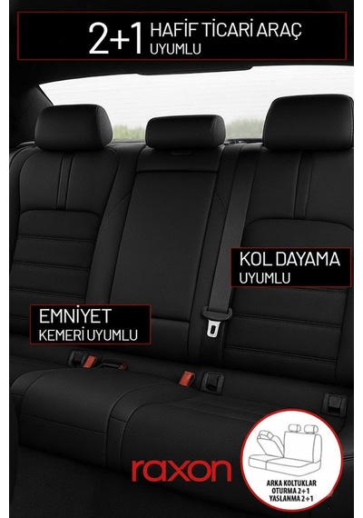 Neptun Plus Serisi Tay Tüyü Kumaş Oto Koltuk Kılıfı Tam Set Airbag Uyumlu Lüks Araç Koltuk Kılıfı Siyah