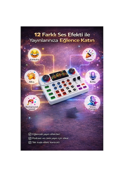 Canlı Yayın Ses Kartı Bluetooth Podcast Ses Kartı Telefon Ve Bilgisayar Uyumlu Profesyonel Yayıncı Ses Kartı