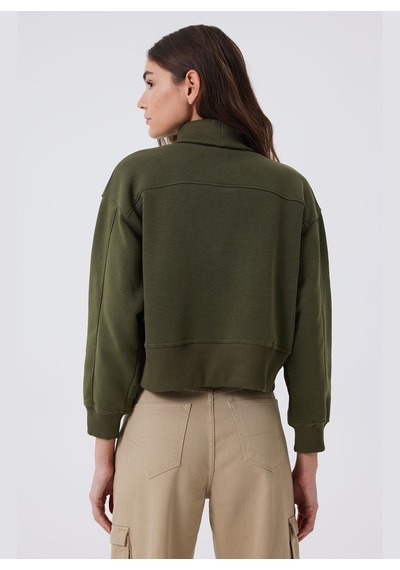 Lee Cooper Balıkçı Yaka Haki Kadın Sweatshırt 241 Lcf 241013 Glorıa Hakı