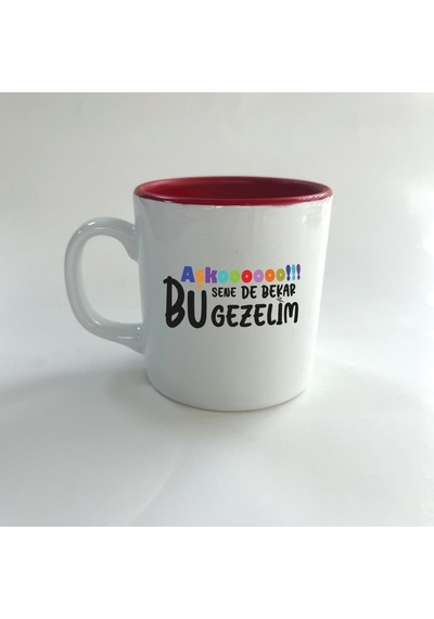 Mor Mürekkep Aşkoooooo Baskılı Kırmızı Multi Kupa